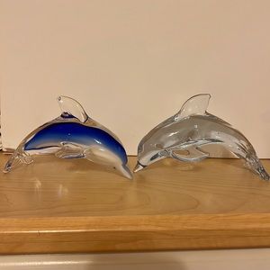 Glass Dolphin Decor Set